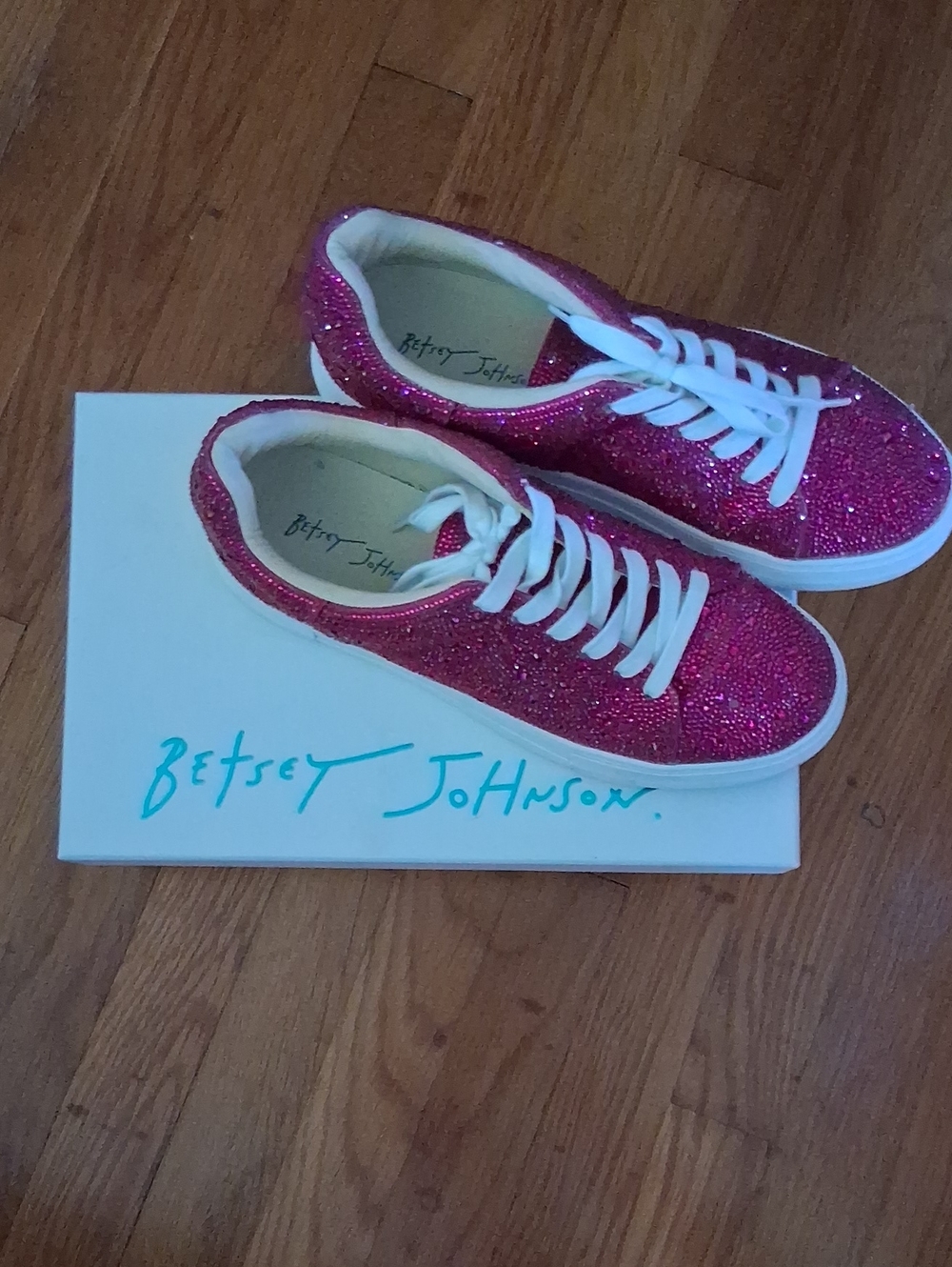 Betsey Johnson Hot Pink Glitter Low-Top Sneakers